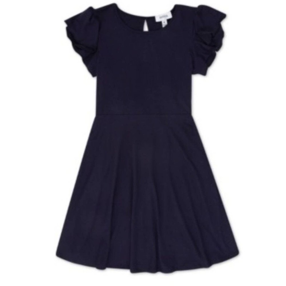 Speechless Girls Navy Flutter Sleeve Dress, Size 10, New